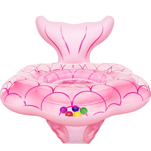 25.6' Extra-Wide Baby Pool Float for 6-36 Months, Anti-Flip Safety Mermaid Toddler Swimming Float, Inflatable Swim Trainer, Infant Swim Floats, Toddler Floaties, Kids Beach Toys Summer Essentials