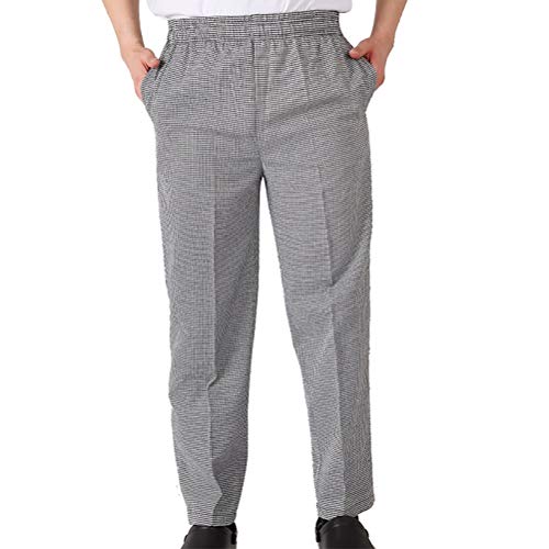 Jitong Pantalon de Cuisine Grande Taille Homme Vetement de Travail pour Patissier Cuisinier Boulanger - Pied de Poule | Semi élastique, M
