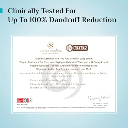 Pilgrim Anti-Dandruff Conditioner with Australian Tea Tree | Controls Flakes & Itchy Scalp | Nourishing Conditioner | Sulphate & Paraben-Free | For Men & Women | 6.76 Fl Oz (200ml)