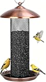 Gtongoko Finch Bird Feeders for Outdoors 2.5 LB Capacity Squirrel Proof Metal Mesh Tube Bird Feeders Thistle & Nyjer Seed Hanging Feeder, Copper, 1 Pack