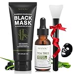 SHVYOG Blackhead Peel Off Face Mask, 3-in-1 Blackhead Remover Mask with Brush & Tea Tree Oil Serum, Charcoal Mask for Deep Cleansing Dirts, Pores, Skin Oil (100g+30ml)