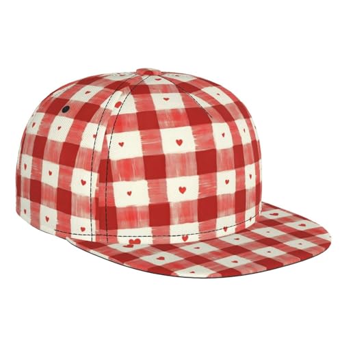 TZTTZT - Gorra de béisbol con estampado de corazón rojo y blanco para hombres y mujeres, gorra de béisbol ajustable