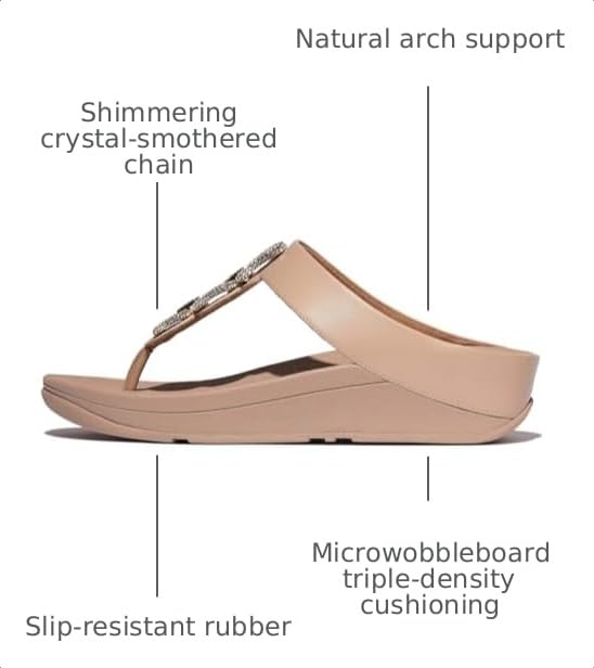 Image of FitFlop Women's Fino Classic Crystal-Chain Leather Toe-Post Sandals
