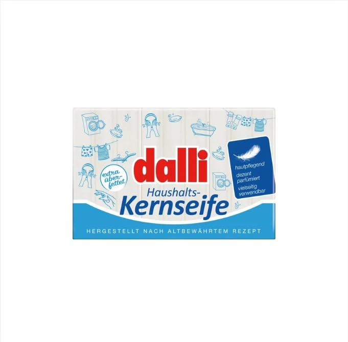Dalli Jabón de núcleo 3 unidades (300 g) - Jabón doméstico ligeramente perfumado, versátil para el cuidado de la piel, eliminación de manchas y limpieza textil, suave y delicado con la piel,