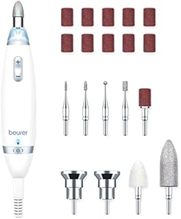 Beurer MP62 Professional Nail Drill Kit, Portable Electric File Machine with 10 Attachments & 10 Sanding Bands, Efile Dremel for Acrylic Gel Manicure and Pedicure, LED Light, with Storage Case