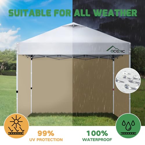 Acepic Pack de 4 Paredes Laterales para Carpa 3x3m, Paneles Laterales Impermeables de Tela Oxford 210D para Cenador Plegable, Protección Solar y Privacidad para Jardín, Camping y Eventos, Caqui - imagen 5