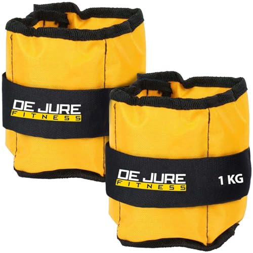 Image of De Jure Fitness Adjustable Ankle & Wrist Weights Pair (1KG x 2) for Men & Women | Strength Training, Walking, Running, Workout, Yoga | Comfortable, Durable | (Yellow)