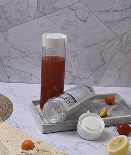 Komax Reusable Juice Bottles, Set of 6 - 18.5 oz | Premium BPA-Free Plastic, Shatterproof, Leakproof, Freezer & Dishwasher Safe | Wide Mouth Juice & Smoothie Containers