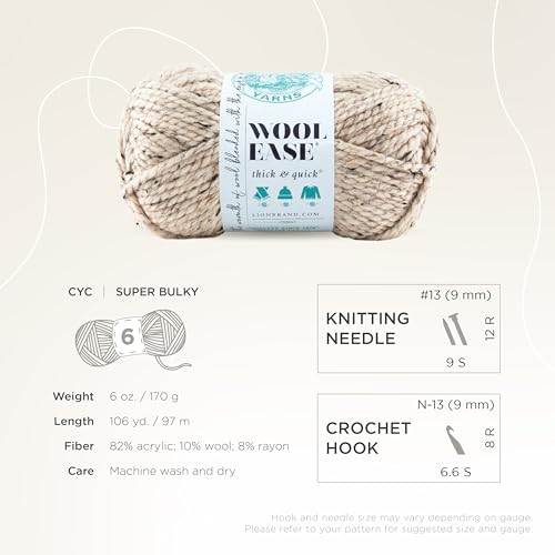 Lion Brand Yarn Company 1-Piece Wool-Ease Thick and Quick, Oatmeal