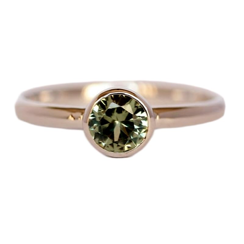 Bague solitaire saphir vert naturel cadeau précieux en argent 925
