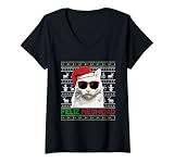 Femme Chat Angora turc Feliz Meowidad T-Shirt avec Col en V