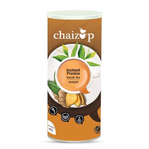 Image of Chaizup Premium 1 Min Instant Ginger Tea Premix - 1kg Can | Ginger Flavours | Approx. 72 Servings | 1kg