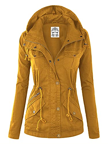 Lock and Love LL WJC643 Womens Pop of Color Parka Jacket XXL Mustard
