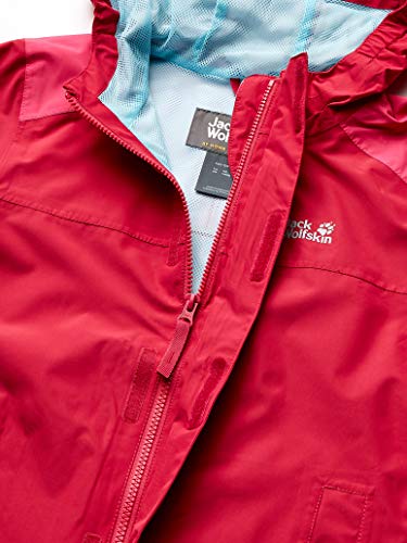 Jack Wolfskin Jaqueta de chuva infantil impermeável Oak Creek com detalhes refletivos, vermelho azal