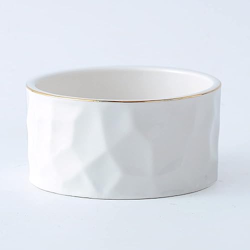 Dispensador de clips de papel redondos de cerámica para escritorio, linea dorada, carpeta de oficina, organizador dispensador (blanco)