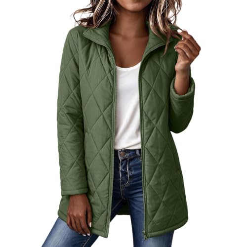 Quilted Jackets for Women Lightwight Fall Winter Mid Length Padded Coats - image 6