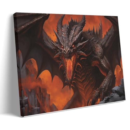 Toile murale encadrée dragon de bande dessinée finition premium
