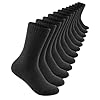 Mexholin 6 Pairs Men's Merino Wool Crew Socks - Thermal Winter Warm Breathable Cozy Cold Weather Hiking Socks for Men 6 Black 8-15