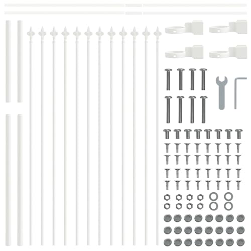 vidaXL Moderner weißer Zaunpaneel-Set aus 7 für Außensicherheit & Garten Schutz mit langlebiger Stahlkonstruktion und wetterfestem Barriere-Design für Zaunlösungen im Wohnbereich