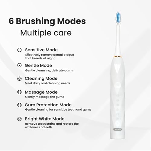 Image of X-9 Sonic Electric Toothbrush For Men & Women Reachargeable With 4 Brush Heads And Charging Cable 6 Brushing Modes Upto 42000 Strokes Per Minute 2 Minutes Smart Timer 30 Seconds Zone Change Reminder IPX-7 Waterproof 55DB Noise Reduction 1 Year Warranty (White)