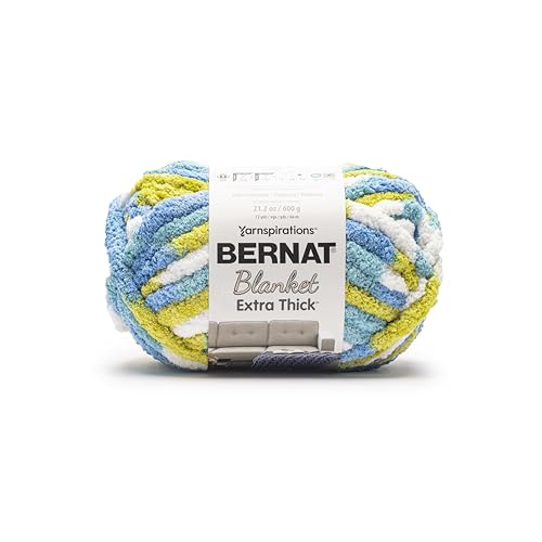 Image of Bernat Blanket Extra Thick Blue Lagoon Yarn - 1 Pack of 600g /21oz - 100% Polyester - #7 Jumbo - 72 Yards - Knitting /Crochet