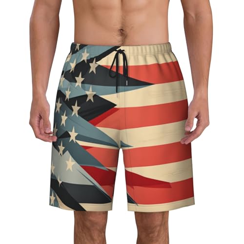 United States Flag Men Beach Pants â€“ Swim Trunks for Men,Quick-Dry and Comfortable, Suitable for Beach, Surf, and Everyday Wear Black