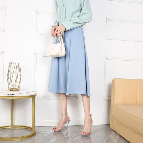 NBUUNBU Clear Heels For Women Transparent Strappy Platform Sandals Ankle Strap High kitten Heel Sexy Slingback Stiletto Comfortable Dress Shoes Open Toe Slip On Mules Pump4