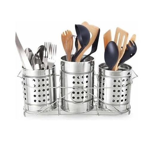 ALTRON|Self Draining Tableware Utensil Storage Box- Spoon,Knife,Fork,Chopstick,Steel Cutlery Holder/Organizer Stand For Kitchen,Dining Table Steel (C3-3Pcs Containers),Stainless Steel,Silver
