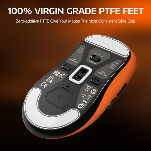 Image of ATTACK SHARK X3 Lightweight Wireless Gaming Mouse with Tri-Mode 2.4G /USB-C Wired /Bluetooth,Up to 26K DPI, PAW3395 Optical Sensor,Kailh GM8.0 Switch,5 programmable Buttons for PC /Win /Mac(Orange)