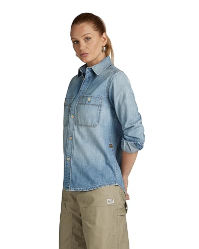 G-Star RAW Damen Regular Denim Hemd Blau (Sun Faded Thames D24342-D539-G341) XS