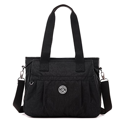 Sac à bandoulière nylon amovible noir, grand sac fourre-tout étanche