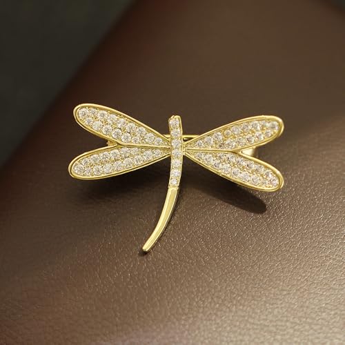Image of Dragonfly Brooches for Women Crystal Rhinestone Lapel Pin for Men Vintage Insect Jewelry Dress Blazer Jacket Accessories Holiday Birthday Gifts