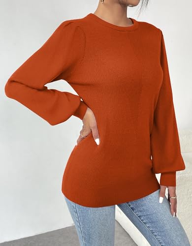 Image of Zeagoo Womens Sweaters Fall 2026 Dressy Casual Long Sleeve Shirts Ribbed Knit Winter Outfits Puff Pullover Jumper Tops