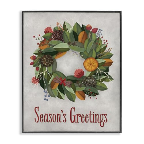 Holiday Greeting Potpourri Wreath, 24 x 30 Inch Framed Giclée Print