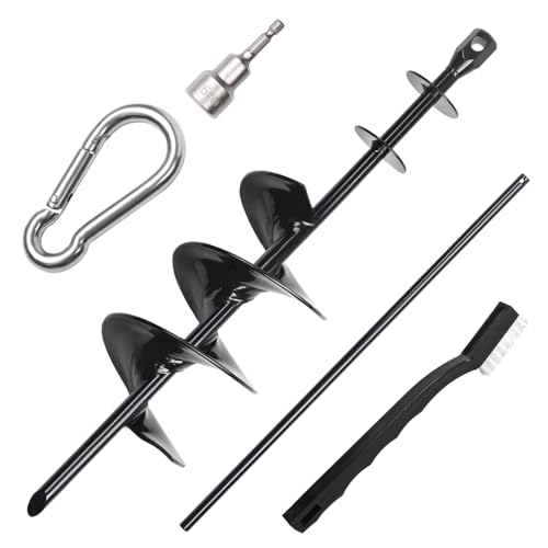Heavy Duty Dog Tie-Out Cable and Stake for Yard Camping with 30ft Heavy Duty Cable with Spring for Small Medium Large Dogs up to 210 lbs 360Swivel Dog Run- No Tangle Spiral Dog Stake (Black)
