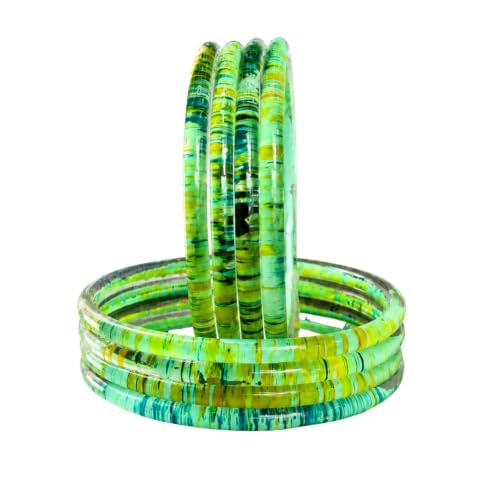 Image of NMII Premium Glass Bangle Set for Women | Multicolor Designer Kangan | Fancy Kanch ki Chudiya | 3D Transparent Chudi Set | Wedding & Festive Occasions Bangles
