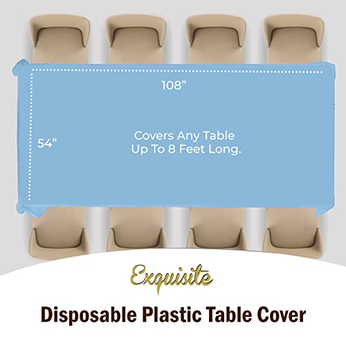 Image of Party Solids Light Blue Rectangular Plastic Tablecloth - 54x108 Inch, Pack of 24