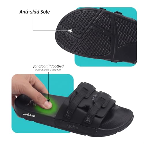 Image of YOHO Drystep Sliders for Men | Waterproof Monsoon Footwear & Rainy Sandals | Skin Friendly Adjustable Strap