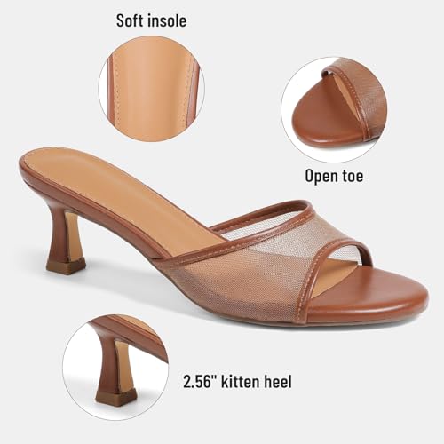 VOMIRA Heeled Sandals for Women Round Open Toe Slip On Kitten Heels Slides Sandals Leopard Mesh Black Heels Summer Party Dressy Heels Stiletto Slingback Heels3