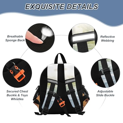 Toddler Backpack Watercolor Cute Capybara Print for Kids Boys Girls with Leash and Whistle for Nursery Preschool Medium3