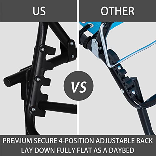 Mupater 4-Fold Patio Chaise Lounge Chair For Outdoor With Detachable Pocket And Pillow, Portable Sun Lounger Recliner For Beach, Camping And Pool, Grey #TOP4