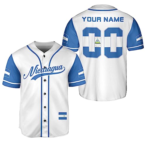 Podagree Personalized Nicaragua Baseball Jersey Shirt Name Nicaraguan Baseball Jersey for Men & Women Nicaraguan Camisas (NC2)
