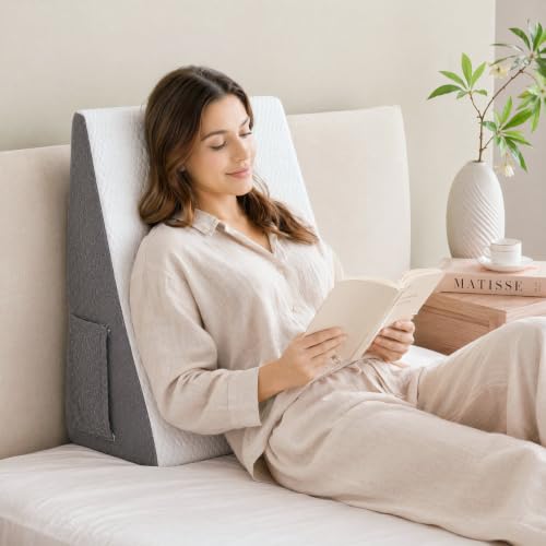 BDEUS Basic 7.5" Bed Wedge Pillow for Sleeping After Surgery, White
