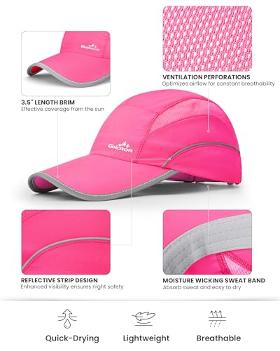 Image of GXCROR Quick-Dry Running Hat for Men & Women - UPF 50+ Breathable Mesh, Reflective Sports Cap for Outdoor, Hiking