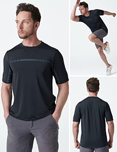 5 Pack Men’s Active Quick Dry Crew Neck T Shirts | Athletic Running Gym Workout Short Sleeve Tee Tops Bulk, Blacks, S - Image 7