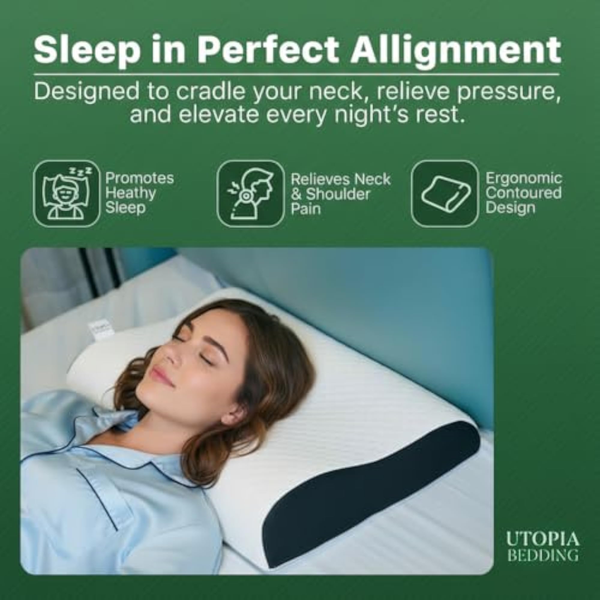 Memory Foam Cervical Neck Pillow, Pain Relief & Posture Support