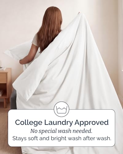 Image of Duvet Cover Twin /Twin XL Size Set - Extra Soft Twin /Twin XL Duvet Cover 68 inch x 90 inch with 1 Pillow Sham for Women, Men, Kids & Teens - Easy-Care & Fade Free with Zipper Closures & Ties (Antique White)