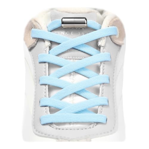 Handshop 2 Paia Lacci Elastici per Scarpe per Bambini e Adulti, No Tie Lacci Piatti da Ginnastica, Scarpe da Corsa, Scarpe Sportive Azzurro 125cm