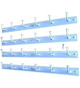 Bhagwati Metal 6 Hook Door/Wall Cloth Hanger with Screws (White) - Set of 4