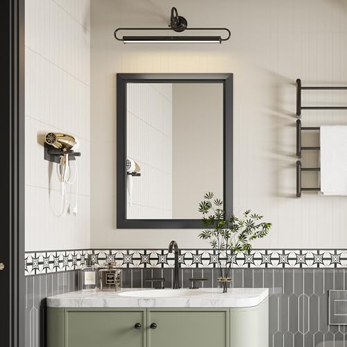 Image of 24x32 Inch Black Framed Bathroom Mirrors for Over Sink